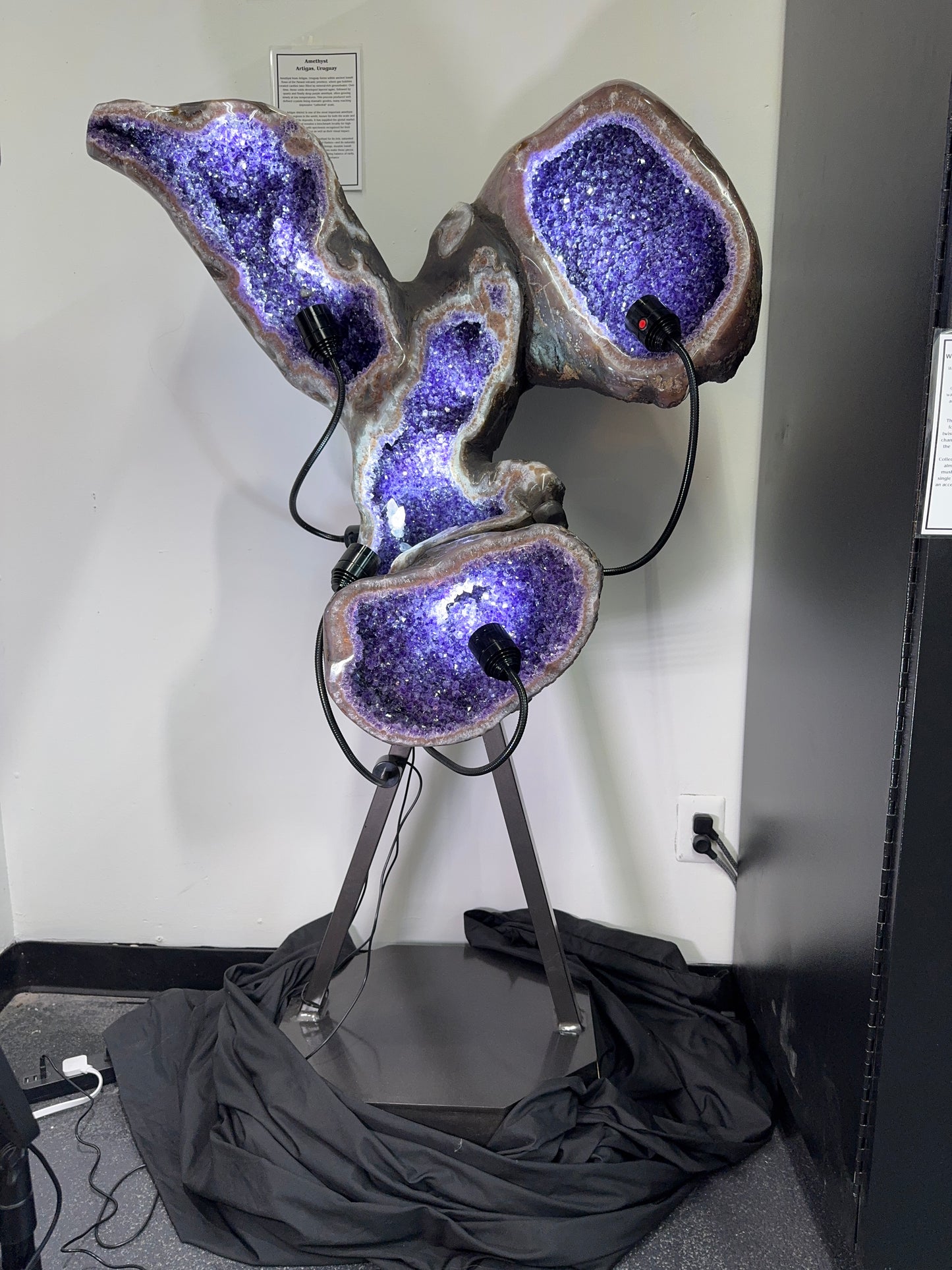 Sculptural Amethyst with Calcite on Custom Base