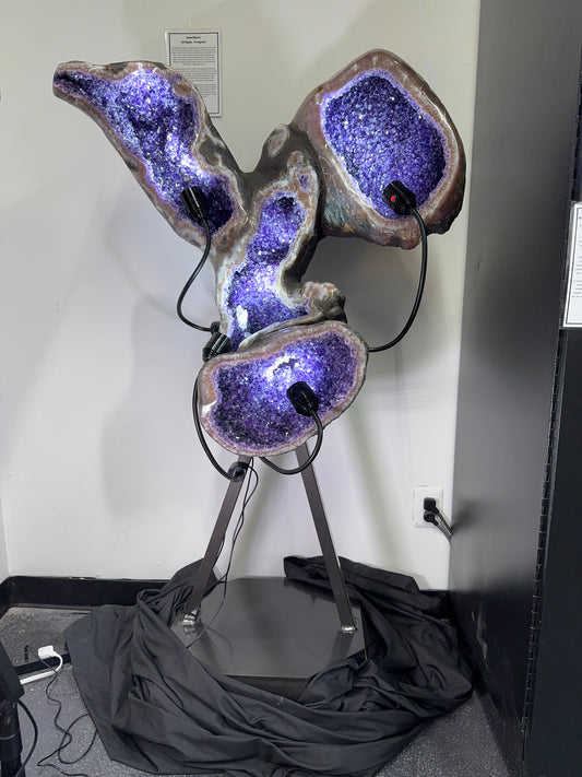 Sculptural Amethyst with Calcite on Custom Base