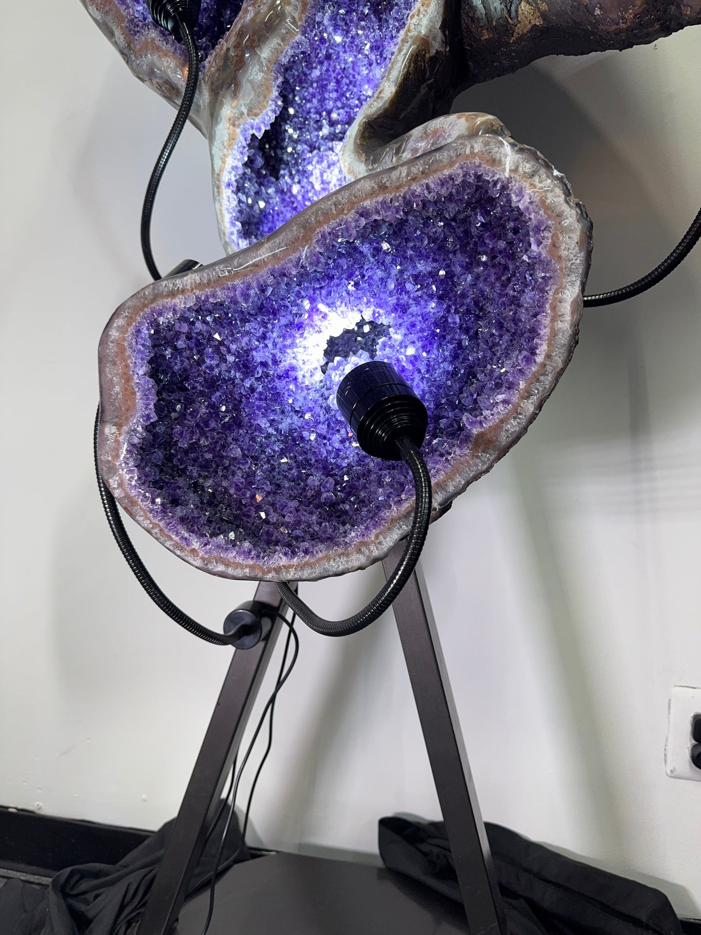 Sculptural Amethyst with Calcite on Custom Base