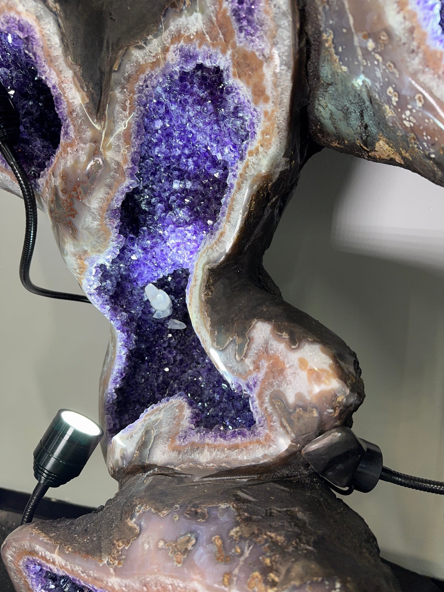 Sculptural Amethyst with Calcite on Custom Base