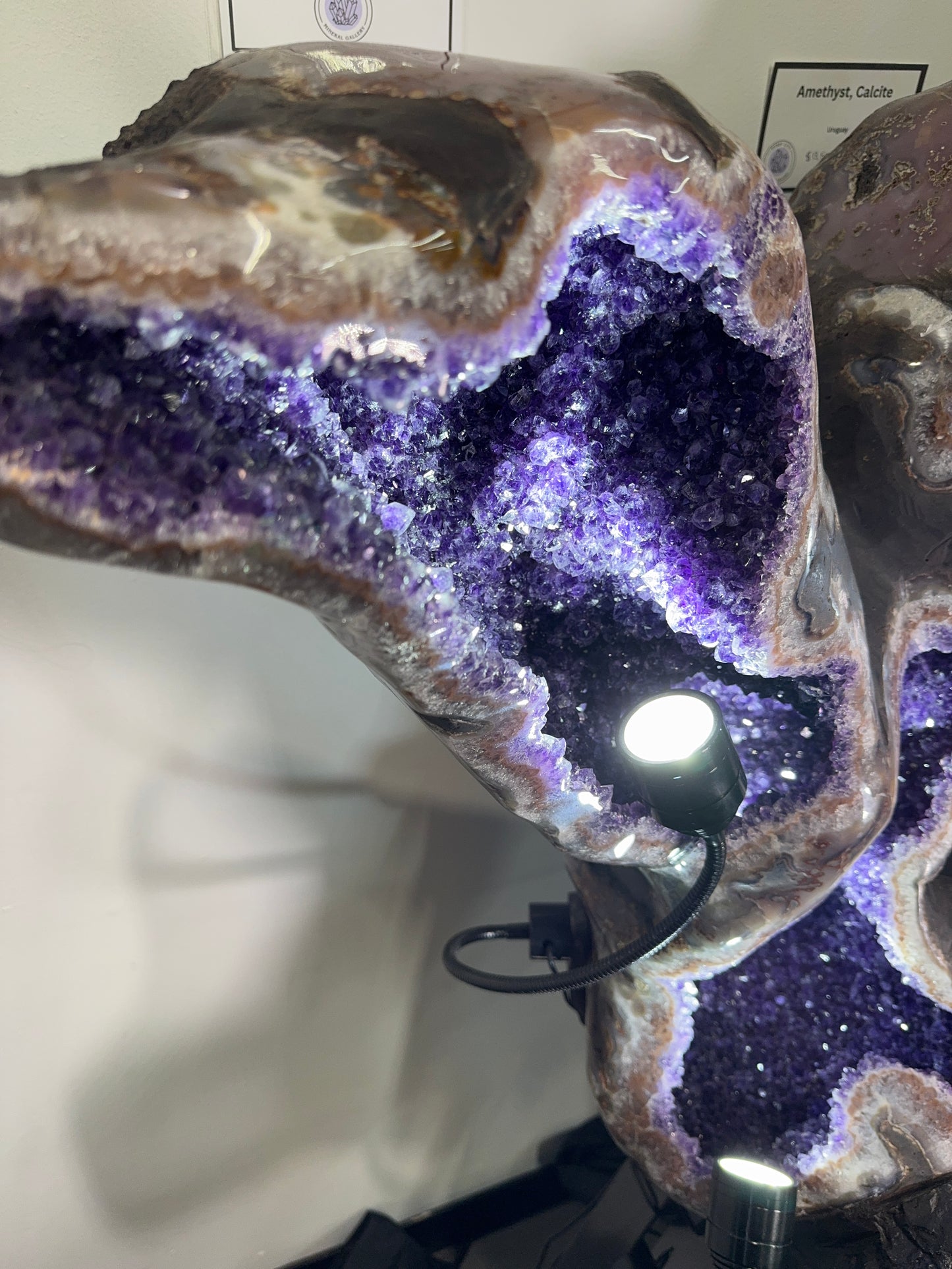 Sculptural Amethyst with Calcite on Custom Base