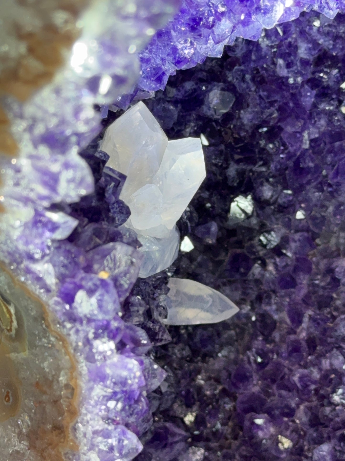 Sculptural Amethyst with Calcite on Custom Base