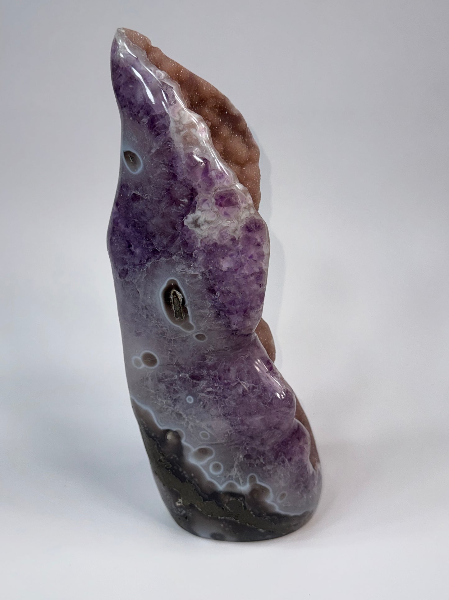 Amethyst & Agate Flame with Botryoidal Druzy Quartz