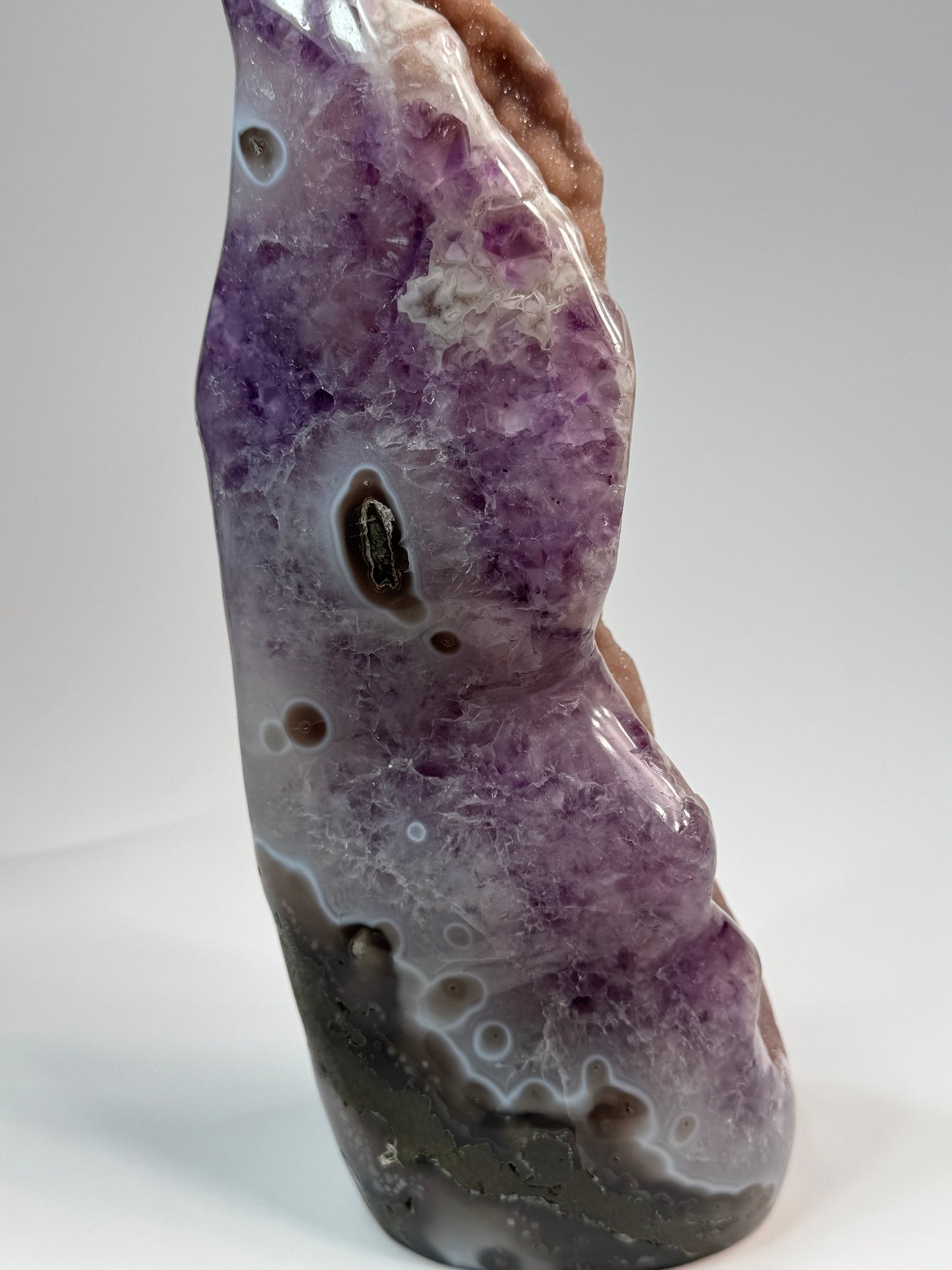 Amethyst & Agate Flame with Botryoidal Druzy Quartz