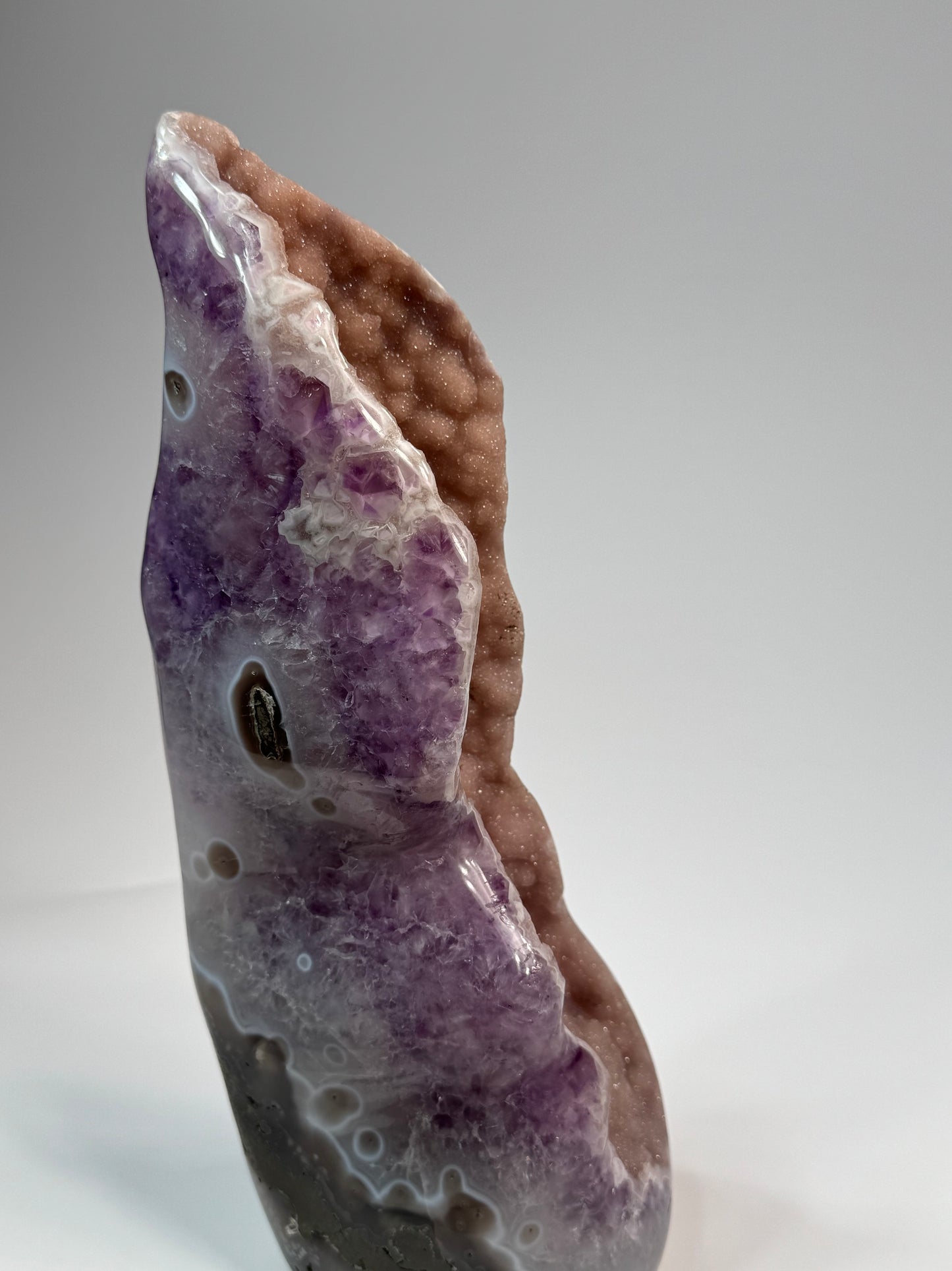 Amethyst & Agate Flame with Botryoidal Druzy Quartz